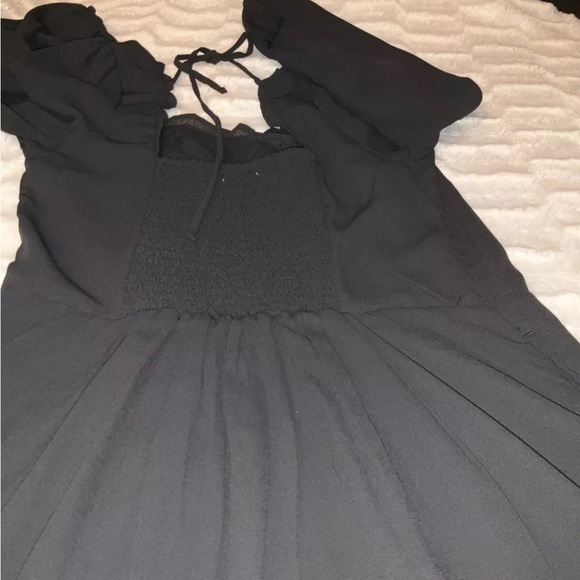 Abercrombie & Fitch Long Sleeve Babydoll Mini Dress Black Size Medium - Picture 6 of 11